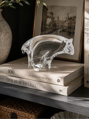 Vintage Swedish Crystal Polar Bear Figurine Paperweight Sculpture